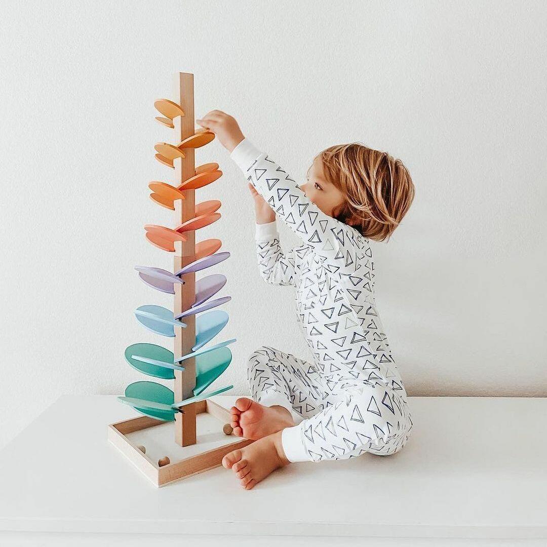 Eco Friendly Wooden Interactive Rainbow Marble Run Toy NALANI