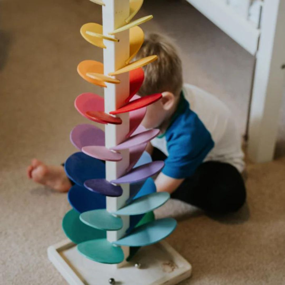 Eco Friendly Wooden Interactive Rainbow Marble Run Toy NALANI