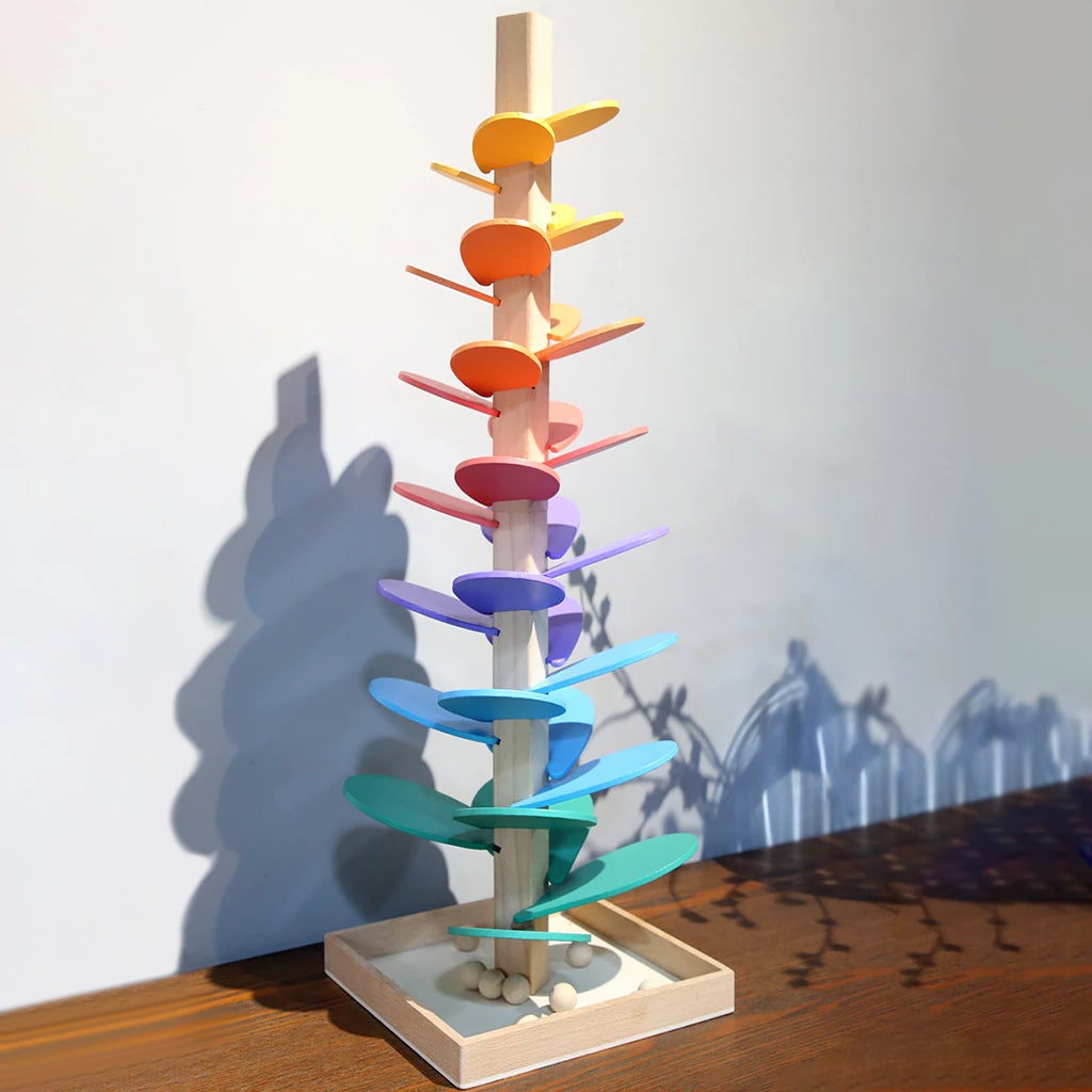 Eco Friendly Wooden Interactive Rainbow Marble Run Toy Pioneer Set 71 cm (Giant Sound Tree + 10 free balls) NALANI