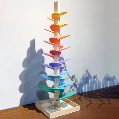 Eco Friendly Wooden Interactive Rainbow Marble Run Toy Pioneer Set 71 cm (Giant Sound Tree + 10 free balls) NALANI