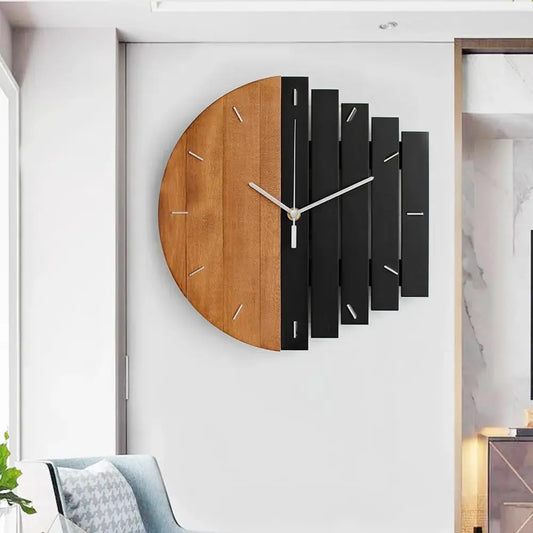 Elegant 16.5 Inch 3D Gold Wall Clock For Living Room Black-brown NALANI