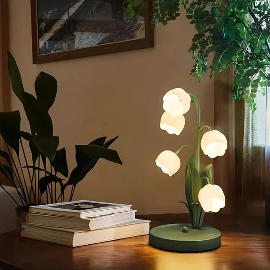 Elegant Bell Orchid Lamp with Soft Glow and Metallic Finish Default NaLani