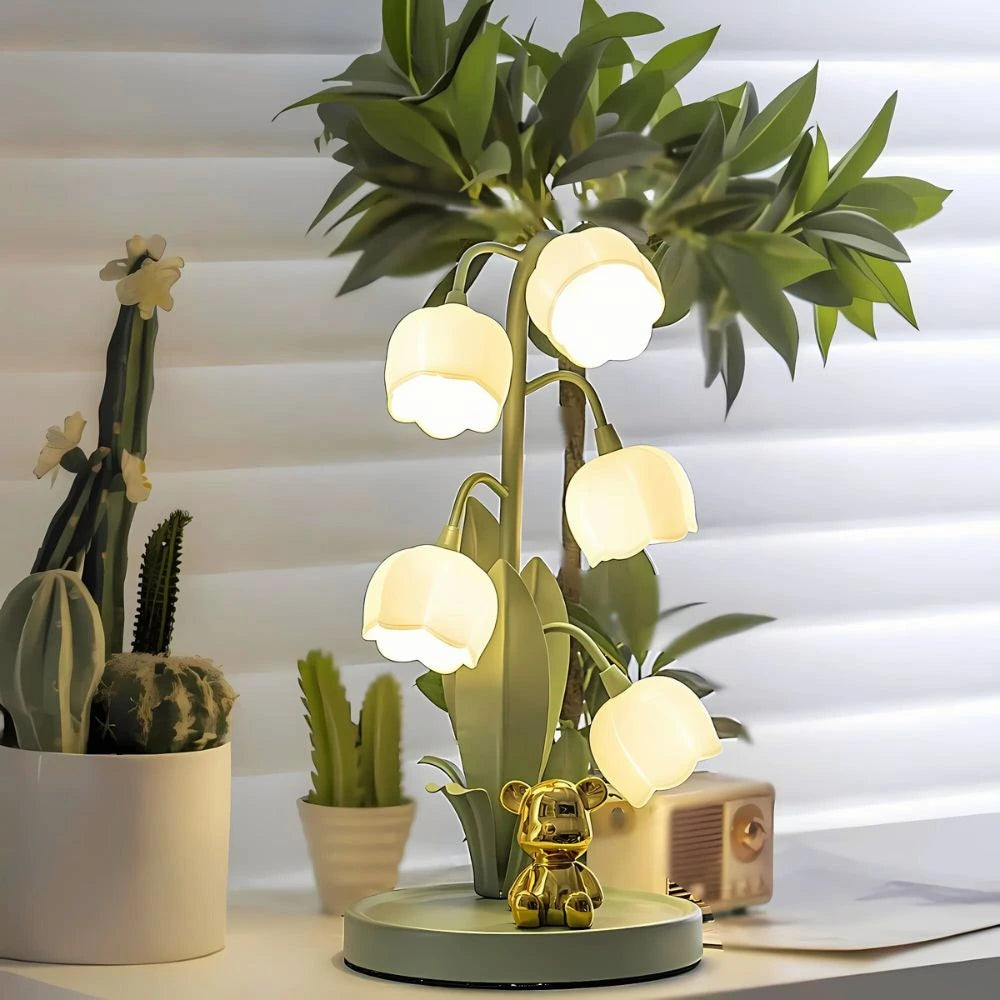 Elegant Bell Orchid Lamp with Soft Glow and Metallic Finish NaLani