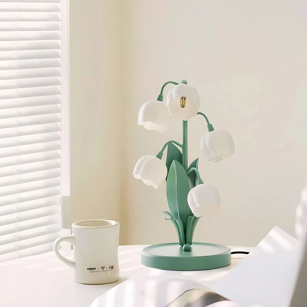 Elegant Bell Orchid Lamp with Soft Glow and Metallic Finish NaLani