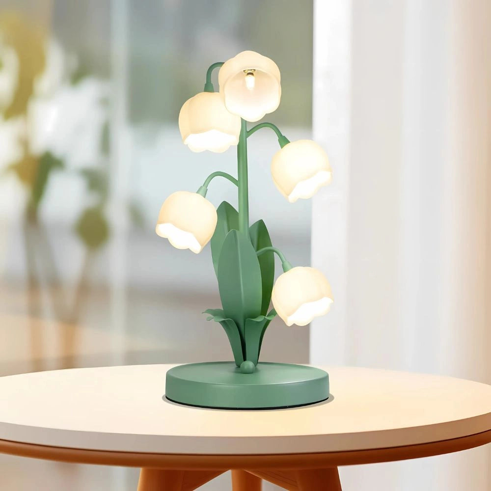 Elegant Bell Orchid Lamp with Soft Glow and Metallic Finish NaLani