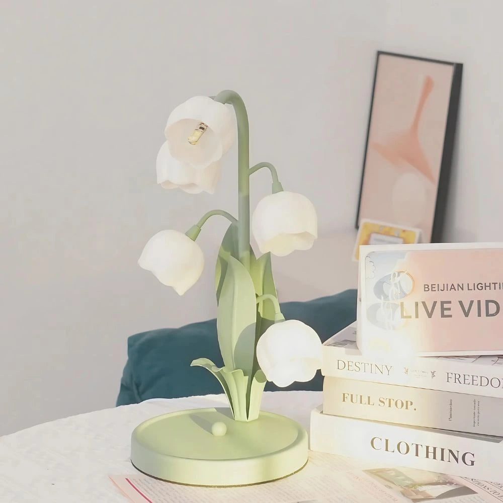Elegant Bell Orchid Lamp with Soft Glow and Metallic Finish NaLani