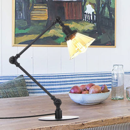 Elegant Cone Table Lamp In Clear Glass For Modern Decor Black Amber A NALANI