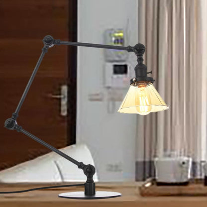 Elegant Cone Table Lamp In Clear Glass For Modern Decor Black Amber B NALANI