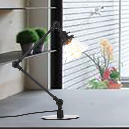 Elegant Cone Table Lamp In Clear Glass For Modern Decor Black Transparent A NALANI
