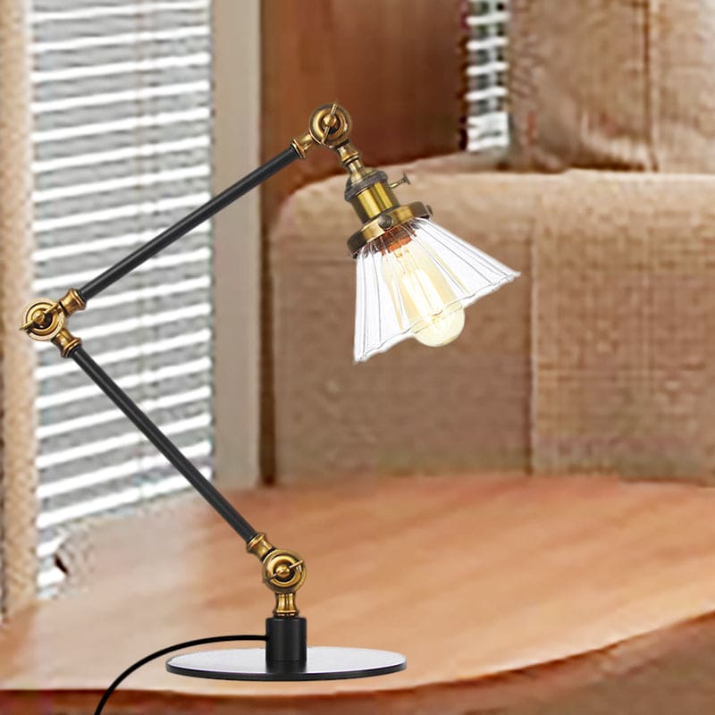 Elegant Cone Table Lamp In Clear Glass For Modern Decor Brass Transparent A NALANI