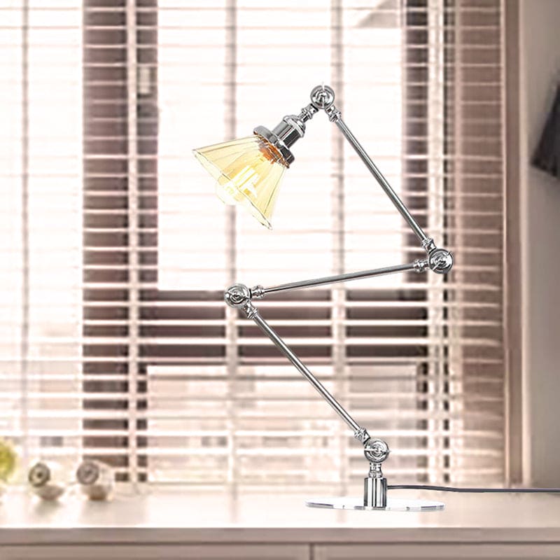Elegant Cone Table Lamp In Clear Glass For Modern Decor Chrome Amber B NALANI
