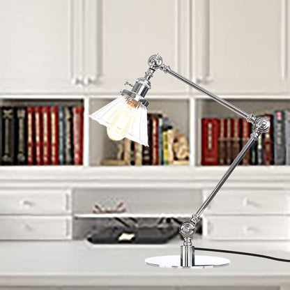 Elegant Cone Table Lamp In Clear Glass For Modern Decor Chrome Transparent A NALANI