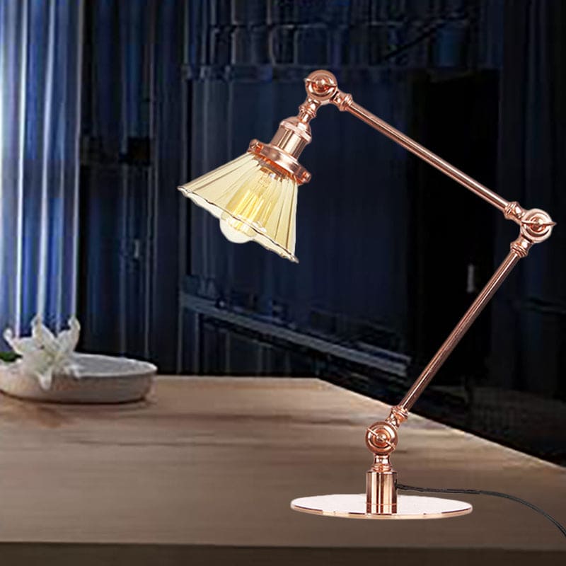 Elegant Cone Table Lamp In Clear Glass For Modern Decor Copper Amber A NALANI