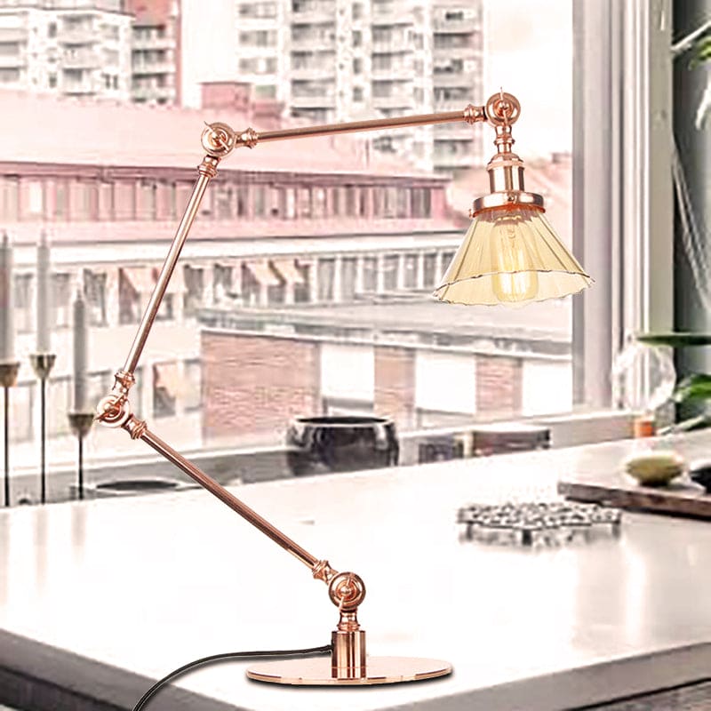 Elegant Cone Table Lamp In Clear Glass For Modern Decor Copper Amber B NALANI