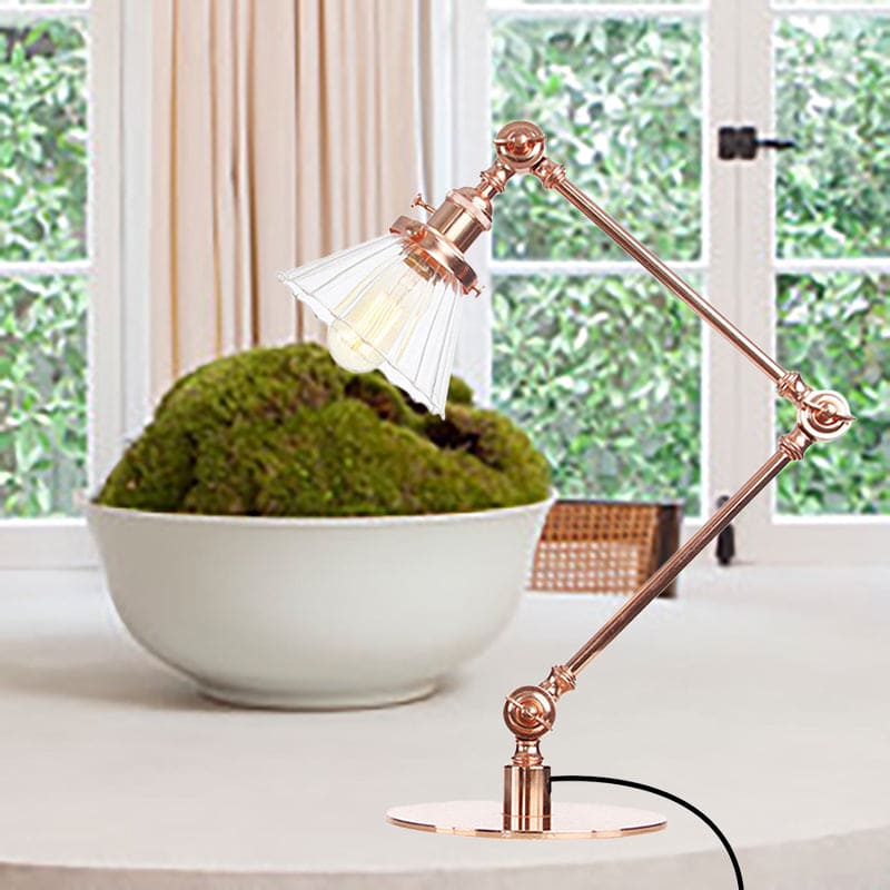 Elegant Cone Table Lamp In Clear Glass For Modern Decor Copper Transparent A NALANI
