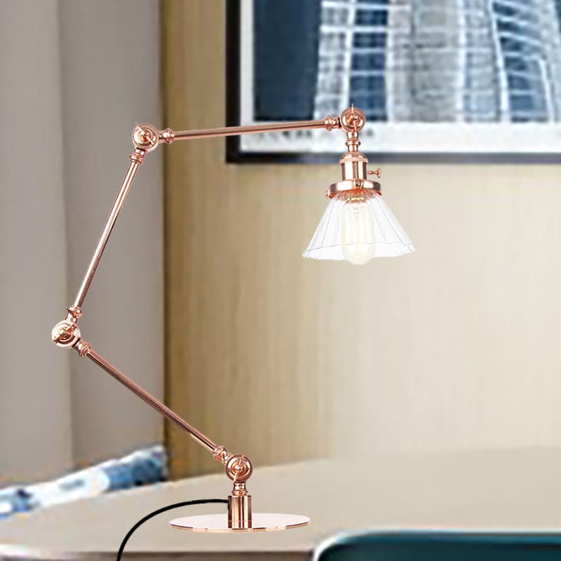 Elegant Cone Table Lamp In Clear Glass For Modern Decor Copper Transparent B NALANI