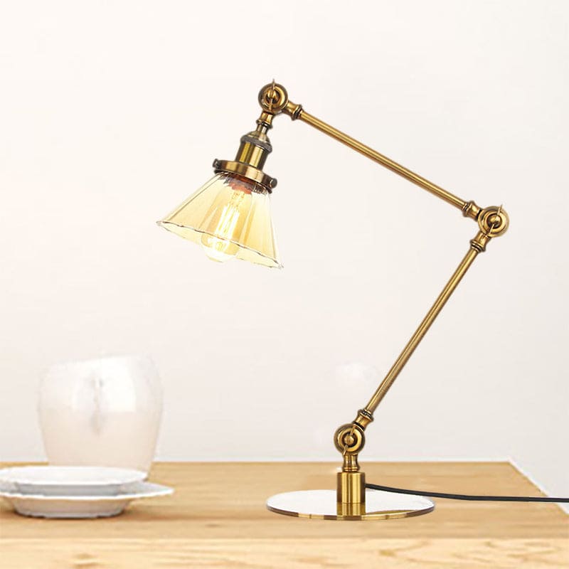 Elegant Cone Table Lamp In Clear Glass For Modern Decor Gold Amber A NALANI