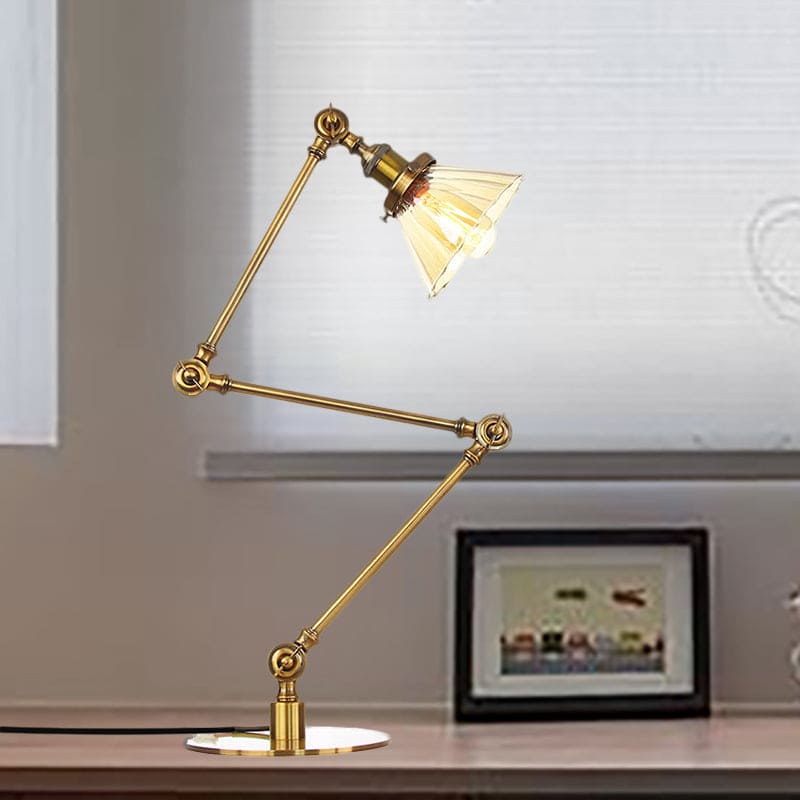 Elegant Cone Table Lamp In Clear Glass For Modern Decor Gold Amber B NALANI