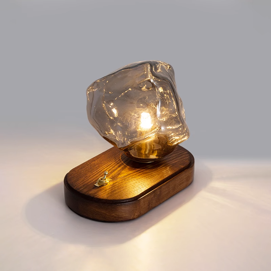 Elegant Glass Table Lamp for Home Lighting with Frosted Design Grey 20cm x 12cm x 15cm NALANI