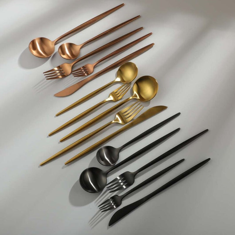 Elegant Golden Minimalist Cutlery Set For Modern Dining NALANI
