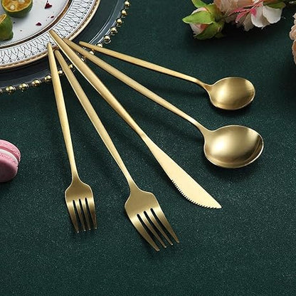 Elegant Golden Minimalist Cutlery Set For Modern Dining NALANI