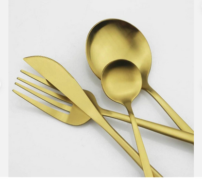 Elegant Golden Minimalist Cutlery Set For Modern Dining NALANI