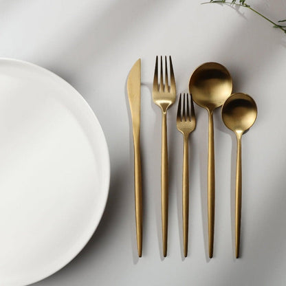 Elegant Golden Minimalist Cutlery Set For Modern Dining NALANI