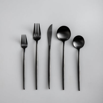 Elegant Golden Minimalist Cutlery Set For Modern Dining Matte Black NALANI