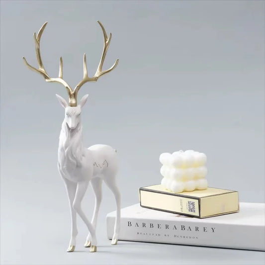Elegant Reindeer Sculpture for Home Décor White Standing NaLani