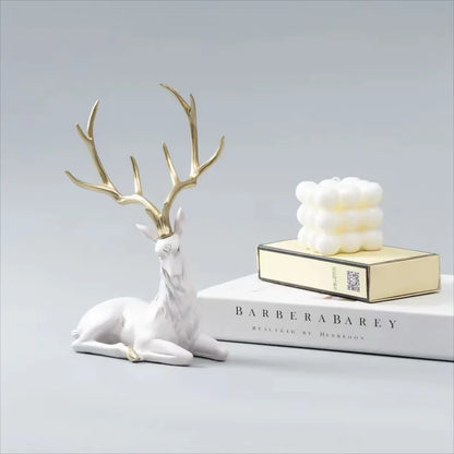 Elegant Reindeer Sculpture for Home Décor White Sitting NaLani