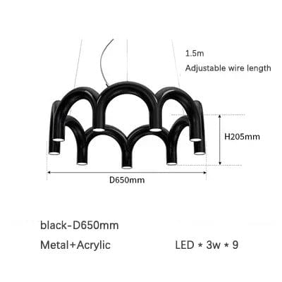Elegant Round Chandelier for Modern Interiors with Minimalist Design Black NALANI