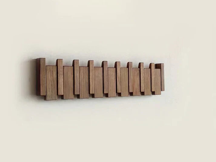 Elegant Wooden Piano Style Coat Rack for Stylish Entryway Walnut NaLani
