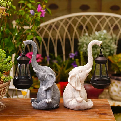 Elephant Solar Garden Lantern Ornament Decorative Accent NALANI