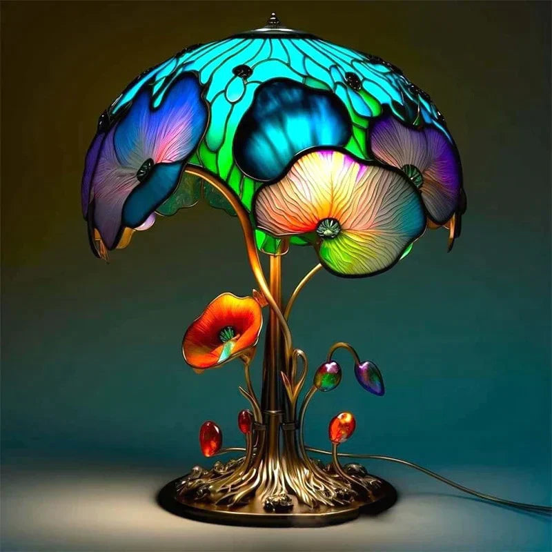 Enchanting Stained Glass Lamp For Calming Bedroom Glow Lotus Leaf NALANI