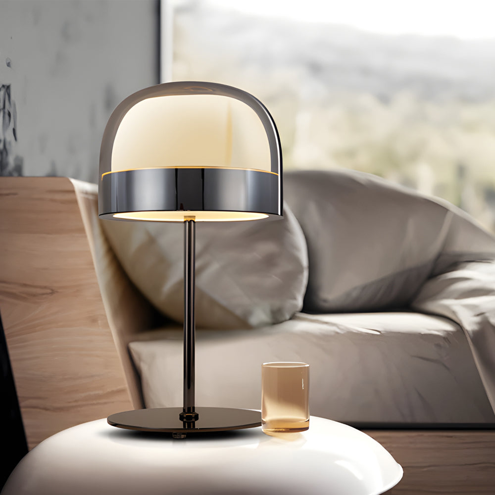 Equatore Glass Table Lamp with Two-Layer Night Light Design Black NALANI