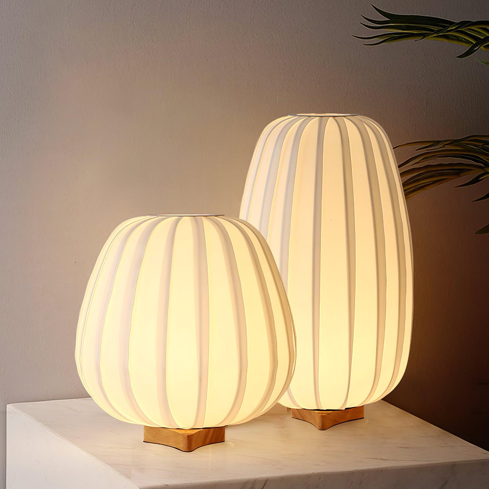 Fabric Minimalist Table Lamp With Bamboo Wood Design NALANI