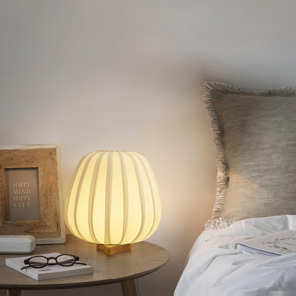 Fabric Minimalist Table Lamp With Bamboo Wood Design NALANI