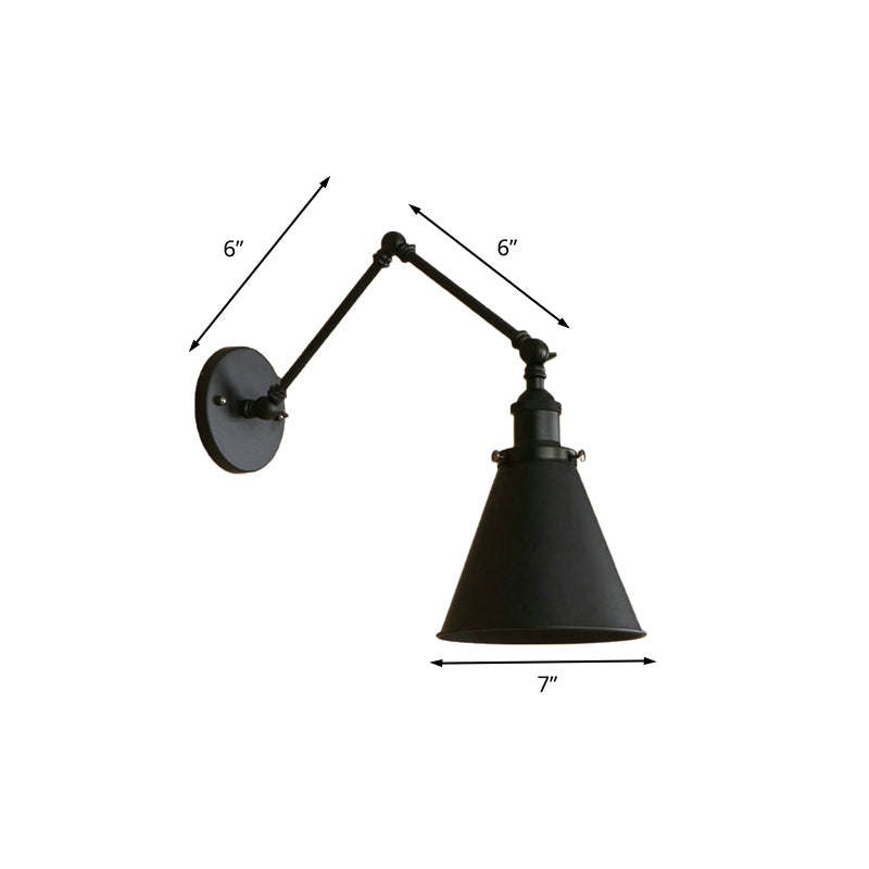 Farmhouse Cone Wall Sconce Iron Lighting Black Rust Bedroom NALANI