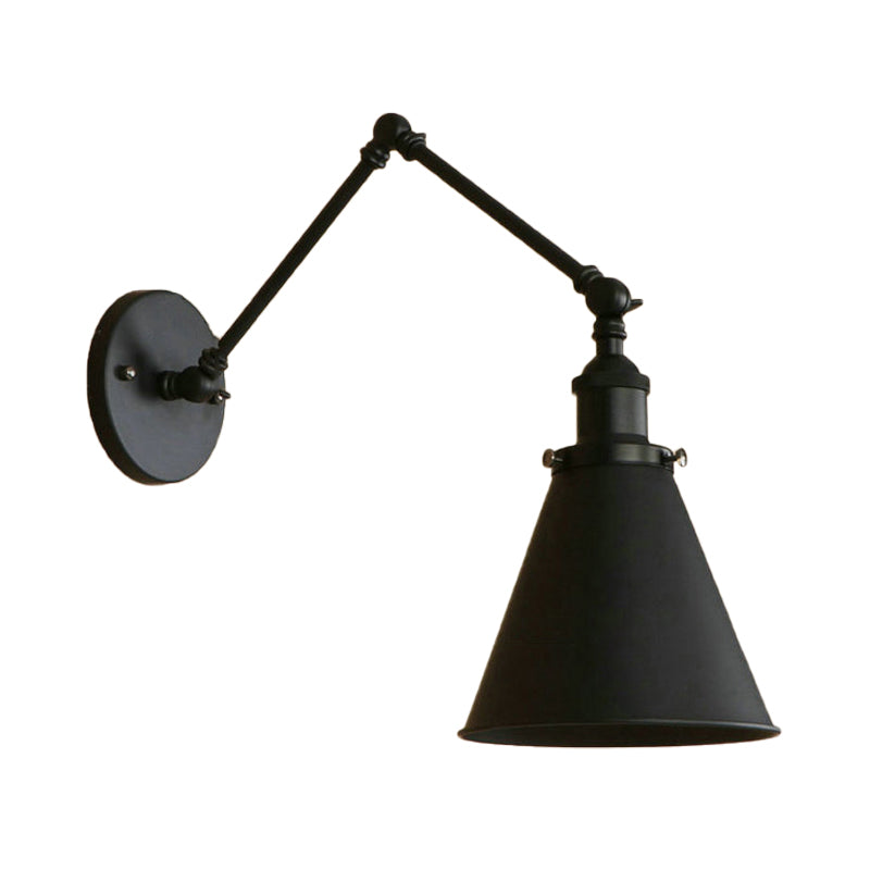 Farmhouse Cone Wall Sconce Iron Lighting Black Rust Bedroom NALANI
