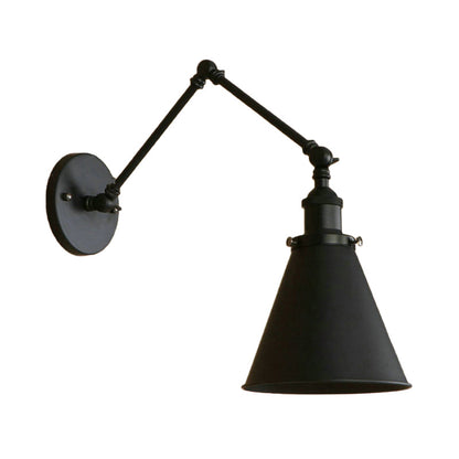 Farmhouse Cone Wall Sconce Iron Lighting Black Rust Bedroom NALANI