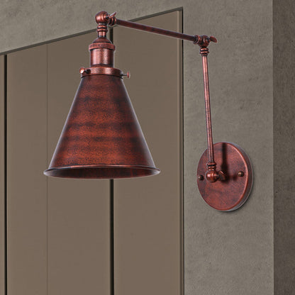Farmhouse Cone Wall Sconce Iron Lighting Black Rust Bedroom NALANI