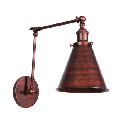 Farmhouse Cone Wall Sconce Iron Lighting Black Rust Bedroom NALANI