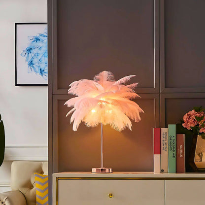 Feather Palm Tree Lamp with Remote Control for Serene Ambiance Pink Rose Gold NaLani