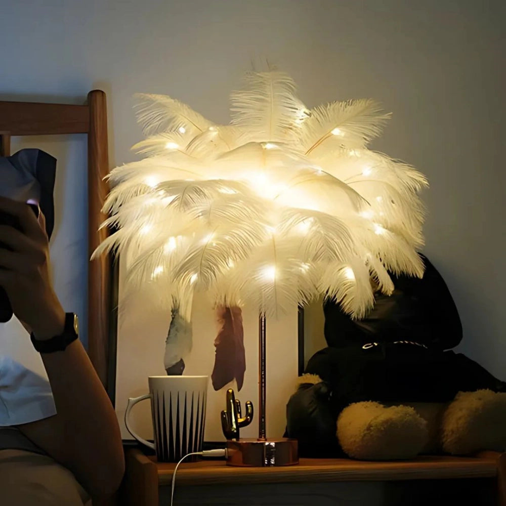 Feather Palm Tree Lamp with Remote Control for Serene Ambiance NaLani