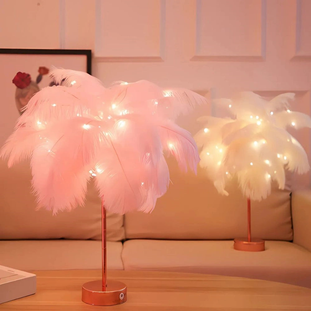 Feather Palm Tree Lamp with Remote Control for Serene Ambiance NaLani