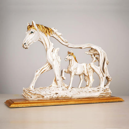 Feng Shui Galloping Horse Showpiece for Success and Decor Gold White NaLani