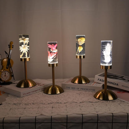 Floral Table Lamp with Real Flowers for Modern Home Decor NaLani