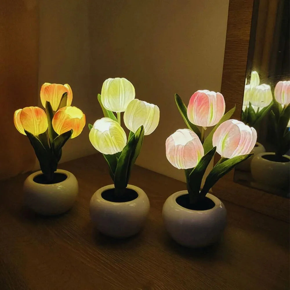 Floral Tulip Night Light for Warm Ambiance and Home Decor NaLani