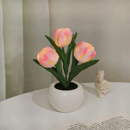 Floral Tulip Night Light for Warm Ambiance and Home Decor 3 Pink Tulips NaLani