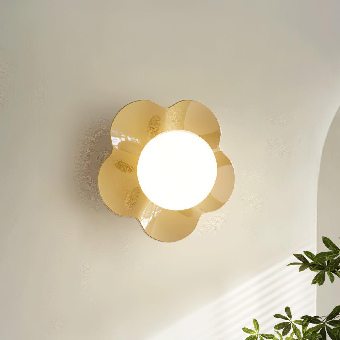 Floral Wall Lamp Decorative Indoor Ambient Light For Home ∅ 7.9″ x H 6.7″ Dia 20cm x H 17cm Yellow NALANI
